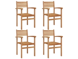 Conjunto 4 Cadeira Para Exterior Vidaxl Castanho Madeira De Teca Maciça (56 X 55 X 90.5 Cm)