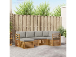 Vidaxl Conjunto De Sofás Para Exterior 6 Unid. Cinza Natural E Claro
