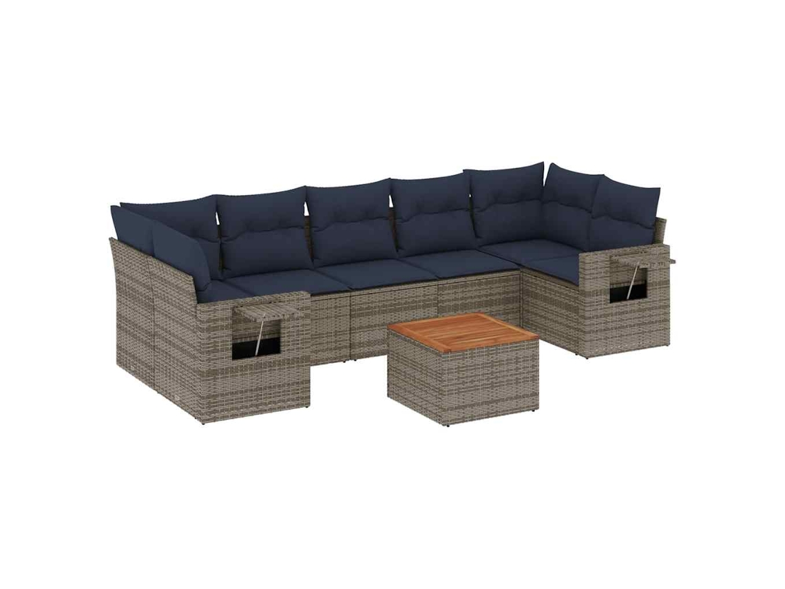 Conjunto de Sofá de Jardim, 8 Peças, Almofadas, Rattan Cinza MAISON EXCLUSIVE