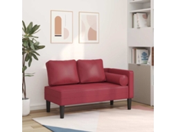 Vidaxl Chaise Longue Com Almofadões Couro Artificial Vermelho Tinto