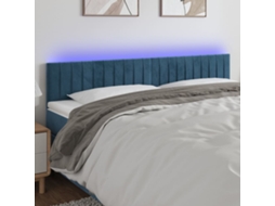 Cabecero de terciopelo con luces LED 200x5x78/88cm Azul Oscuro
