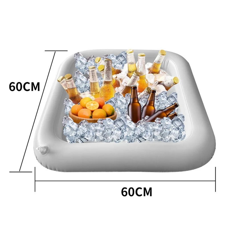 Bandeja Inflável De 60x60cm Para Salada, Gelo, Alimentos E Bebidas, Ideal Para Churrascos, Piqueniques E Festas Na Piscina.