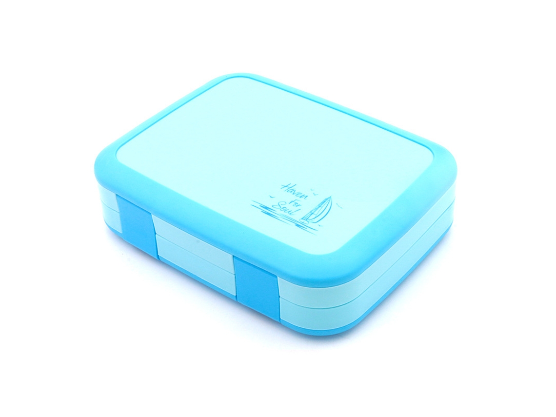 (azul) Lancheira Multifuncional De 800ml Com Divisórias E Tampa Forrada.
