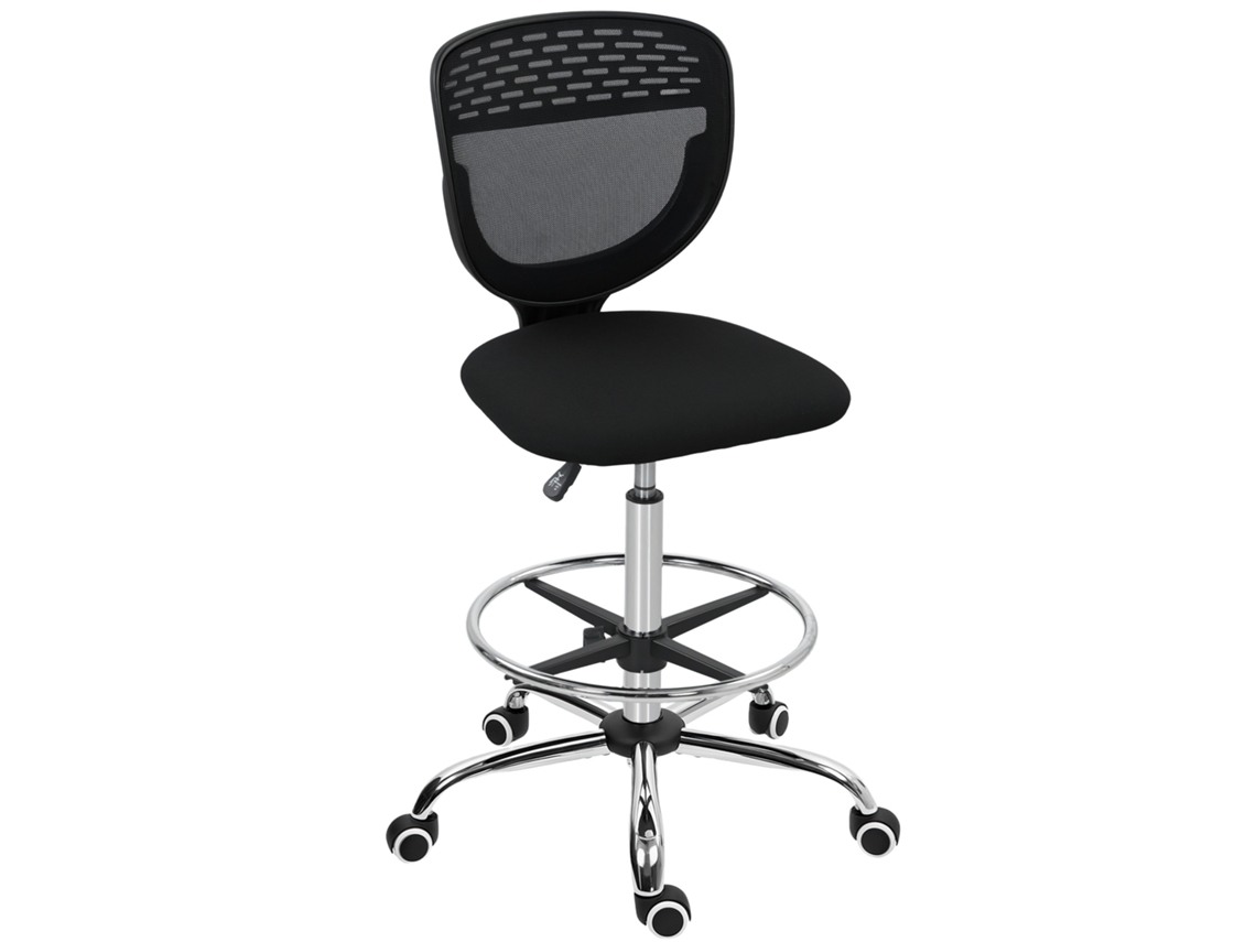 Cadeira De Escritório Ergonômica Em Malha Com Altura E Apoio Pés Ajustáveis, 59x59x106-126cm, Preto