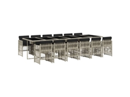 Conjunto Jantar 13 Peças para Jardim com Almofadões Vime Pe Cinzento Claro MAISON EXCLUSIVE (13 unidades)