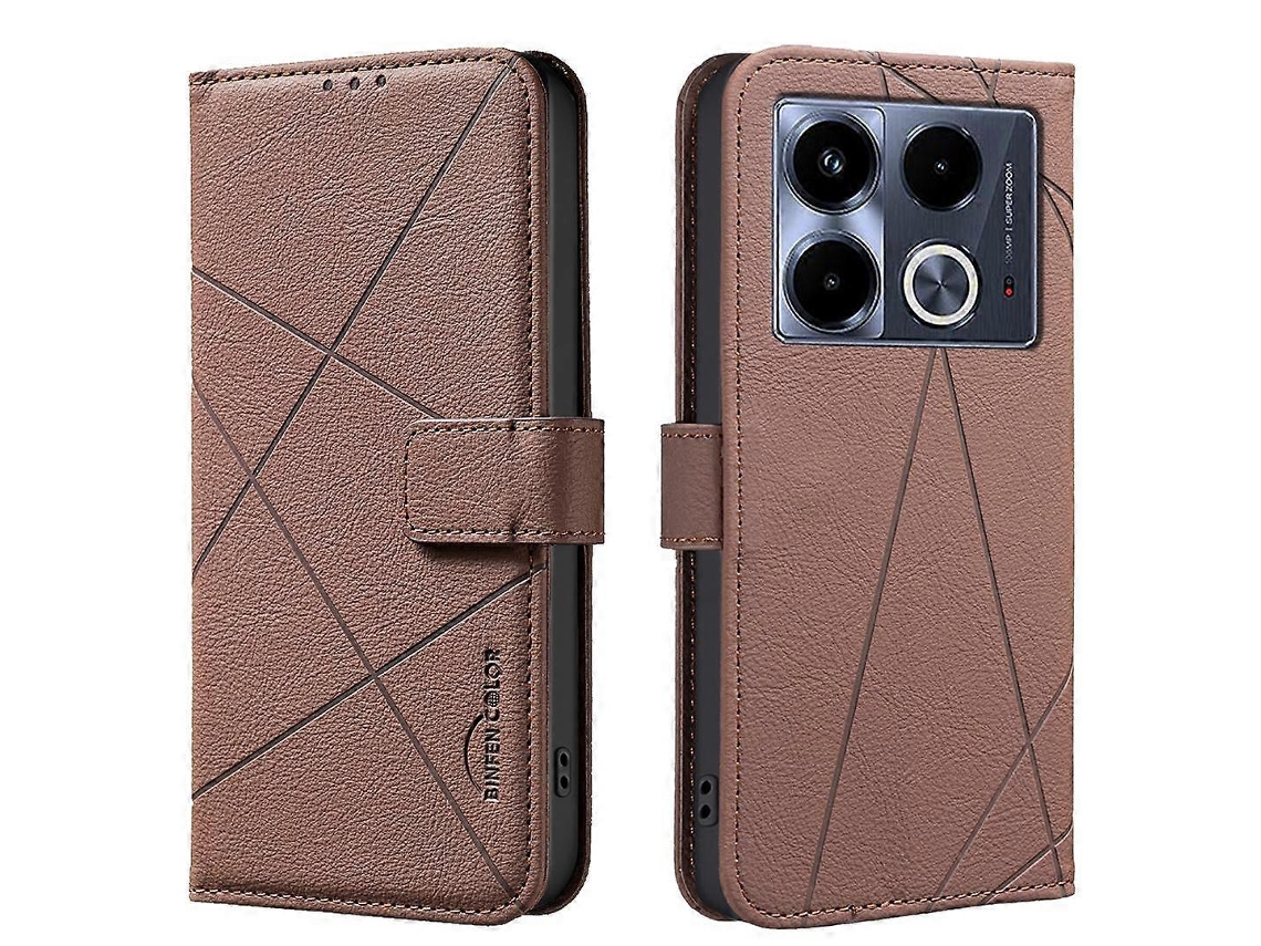 Capa De Couro Para Celular Com Padrão Geométrico Rfid