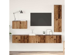 Vidaxl Conjunto De Móvel De Tv 4 Pcs Madeira Antiga Madeira Processada