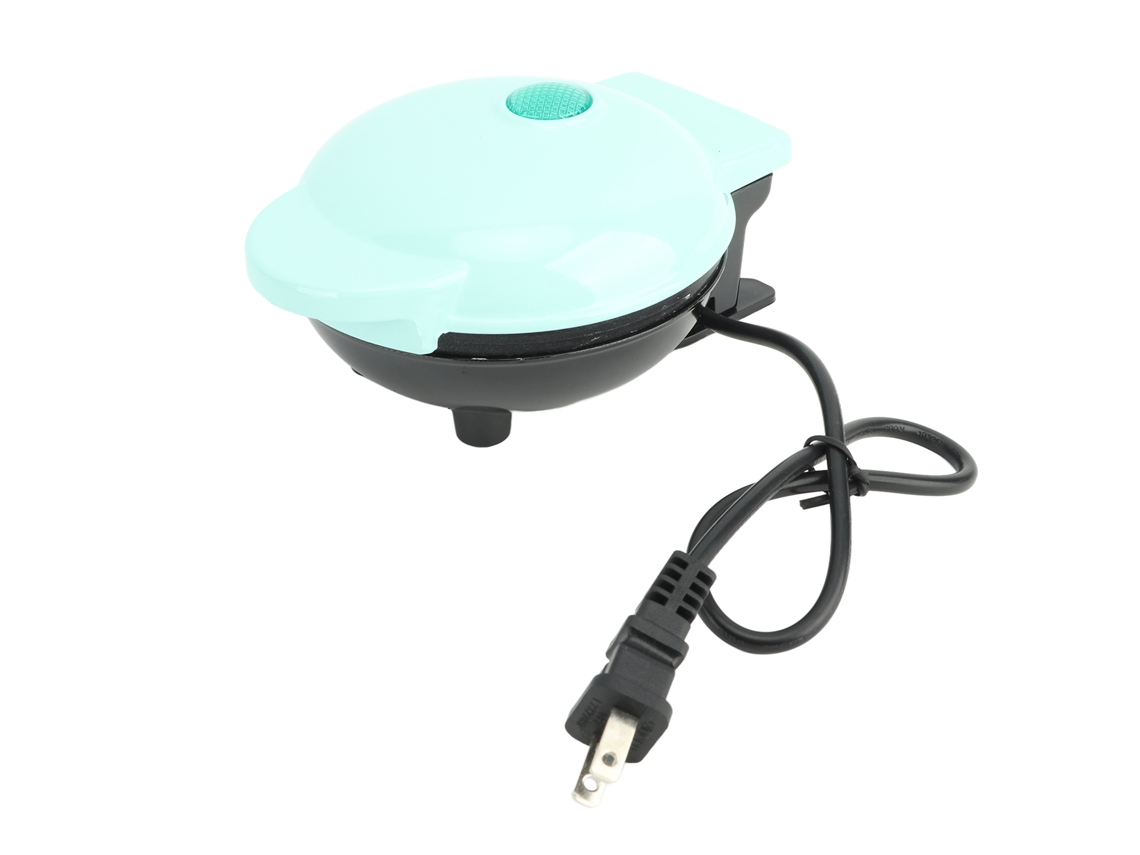 Chapa Elétrica Redonda Mini 350w 3 em 1 Abs para Café da Manhã Waffle Sanduíche Azul | S/MARCA