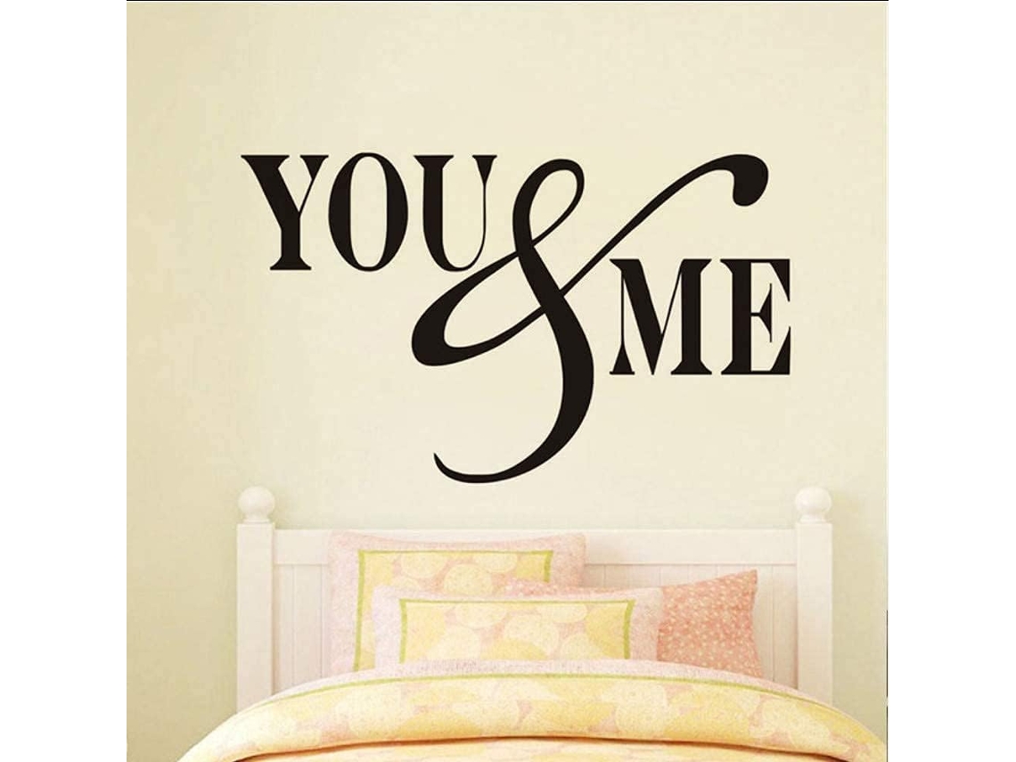 Adesivos de parede impermeáveis com frases românticas "Você e Eu" para decoração de quarto, casamento e casa. Tamanho: 72 x 43 cm