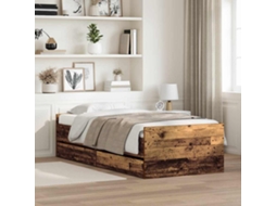 Vidaxl Estrutura da Cama com Gaveta Madeira Antiga 90 X 200 Cm