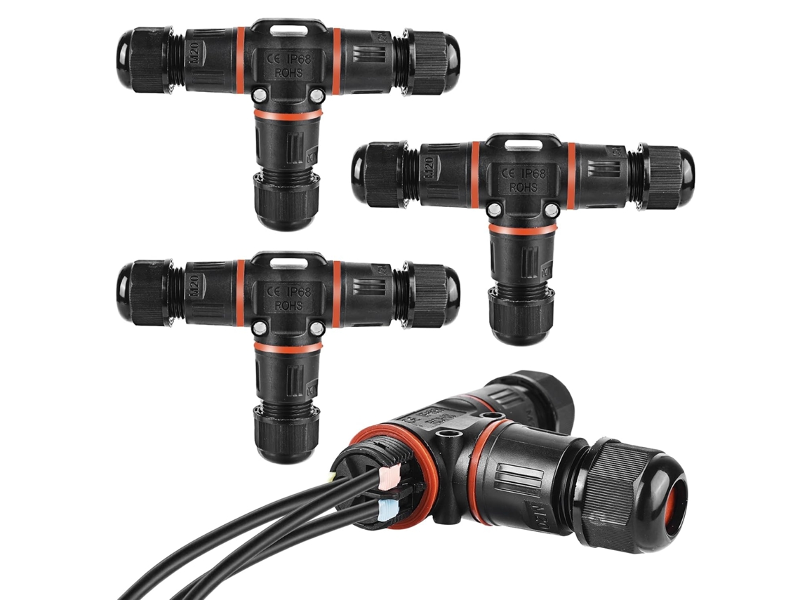 Conector De Cabo Com Pinos, Ip68, Caixa De Junção Compatível Com Cabo Aterramento 3 A 12 Mm Diâmetro, Caixa De Junção Externa À Prova D'água, Preta