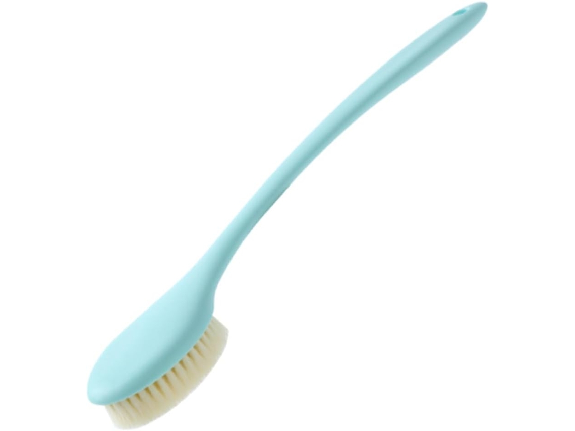 Escova Corporal Azul De Nylon Com Cabo Longo Para Banho E Ducha | Cerdas Macias, Limpeza Das Costas, Esfoliação Suave