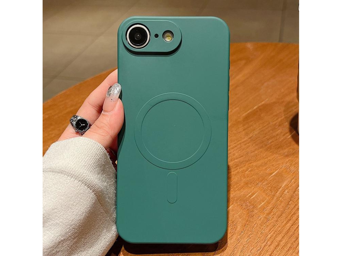 Capa Magsafe Para Iphone 17e / 16e - Silicone Líquido Com Cor Sólida | Magnética - Verde Escuro