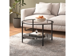 Vidaxl Mesa De Centro 70 Cm Vidro Temperado Preto E Transparente