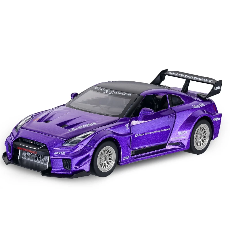 (roxo) 1:32 Gtr-csr2 Supercarro De Corrida Brinquedo Menino Velocidade Carro De Metal Fundido