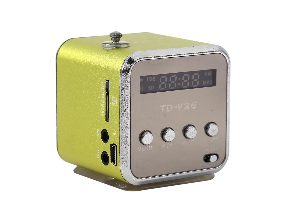 Mini Alto Falante Portátil Com Rádio Fm, Suporte Para Cartão Tf E U Disk Verde Olysi Shop