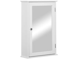 Armário com Espelho para Casa de Banho Mdf, Vidro Cor Branco 41x14x60 cm Kleankin