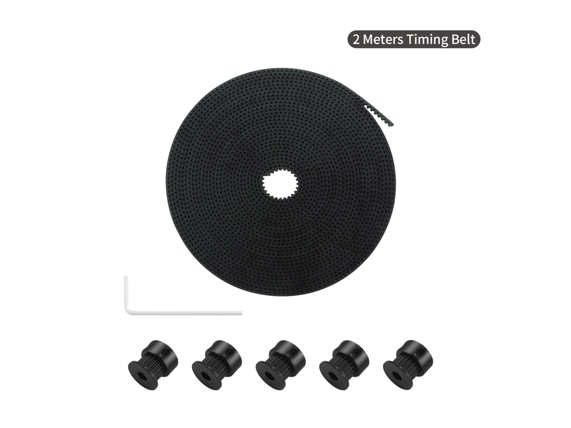 Cinto De Tempo Gt2 2m 6mm Com 5 Poleas 20 Dientes 5mm Chave Allen Acessórios Impressora 3d