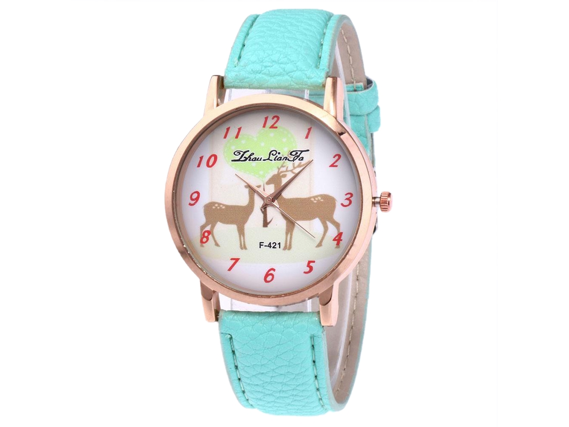 Relógio de Quartzo Vintage para Estudantes Meninas e Meninos Pulseira de Couro Pu (verde Menta)