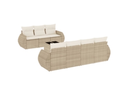 Conjunto de 8 Sofás para Jardim com Almofadões Vime Pe Bege MAISON EXCLUSIVE (8 pcs)