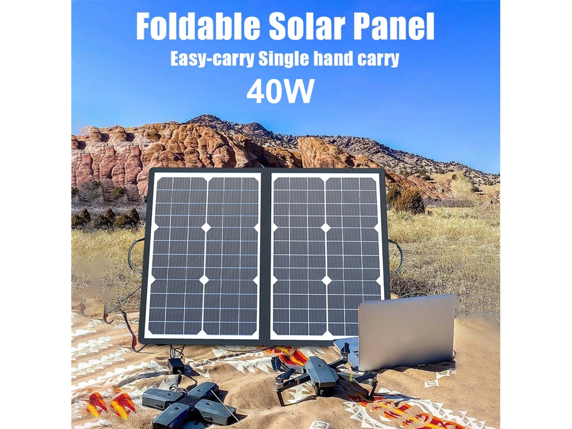 Painel Solar 40w Dobrável Ip67 com Mão e Suporte para Celulares Carro Casa Barco | S/MARCA