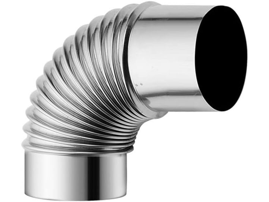 Cotovelo De Aço Inoxidável De 90° Com 6 Cm/7 Cm/8" Para Fogão A Lenha E Forno.