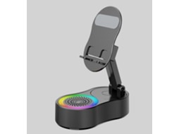 Caixa De Som Bluetooth 3 Em 1 Com Suporte Para Celular E Carregador Portátil - Luz Rgb, Graves Potentes, Conexão Automática