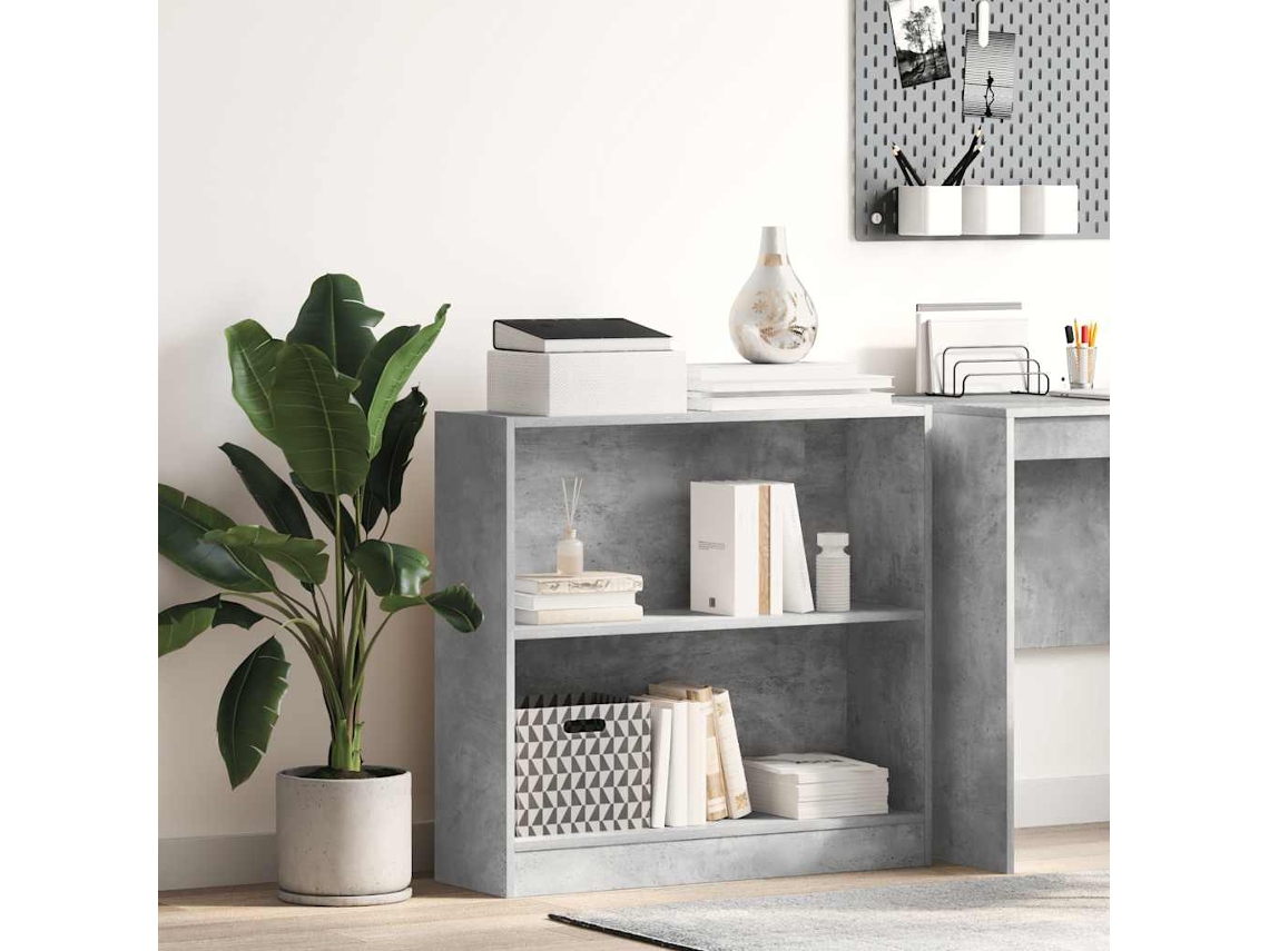 Vidaxl Estante 80x24x75 Cm Contraplacado Cinzento Cimento