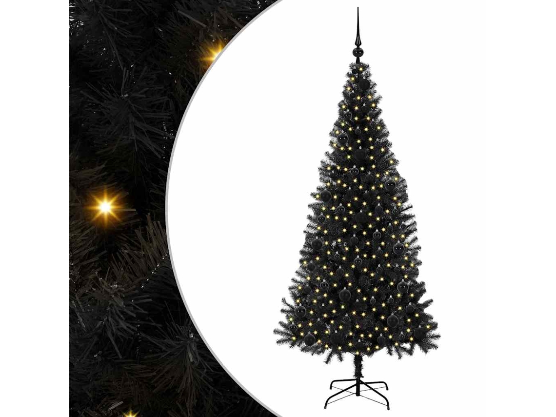 Conjunto 1 Árvore De Natal Vidaxl Preto Pvc (180 Cm)