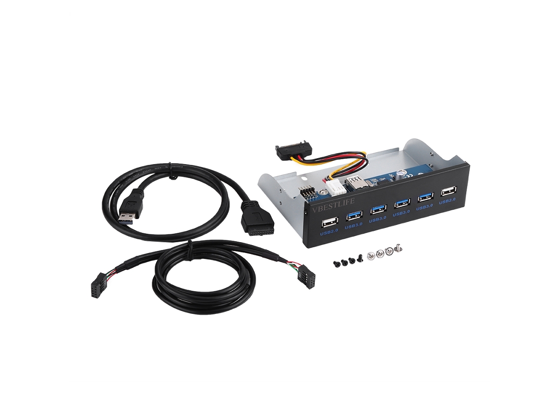 Vbestlife Painel Frontal De Metal Com 6 Portas Usb Hub Usb3.0 2.0 Expansão De Baía De Disquete