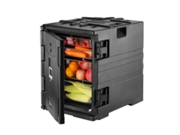 Succebuy Thermal Food Tabuleiro, 82 Litros, Carregamento Frontal, Empilhável, Caixa Para Buffet, Preto