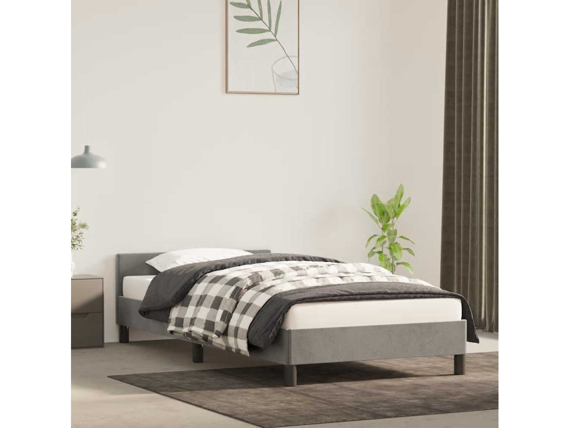 Vidaxl Estrutura de Cama Sem Colchão 90x200 Cm Veludo Cinzento claro