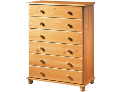 Cómoda com 6 gavetas pinho maciço MOBLIT série Canet (100x78x39cm)  cor mel