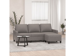 Vidaxl Sofá 3 Lugares Com Apoio De Pés 180 Cm Tecido Cinza-acastanhado