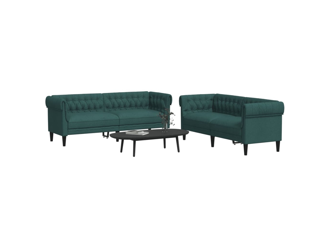 Vidaxl 2 Pcs Conjunto De Sofás Tecido Verde-escuro
