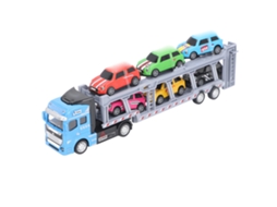 Ats coche Transportador de Brinquedo com 6 Carros Pequenos para Crianças, Caminhão Porta carros Azul de Arrasto e Desmontável