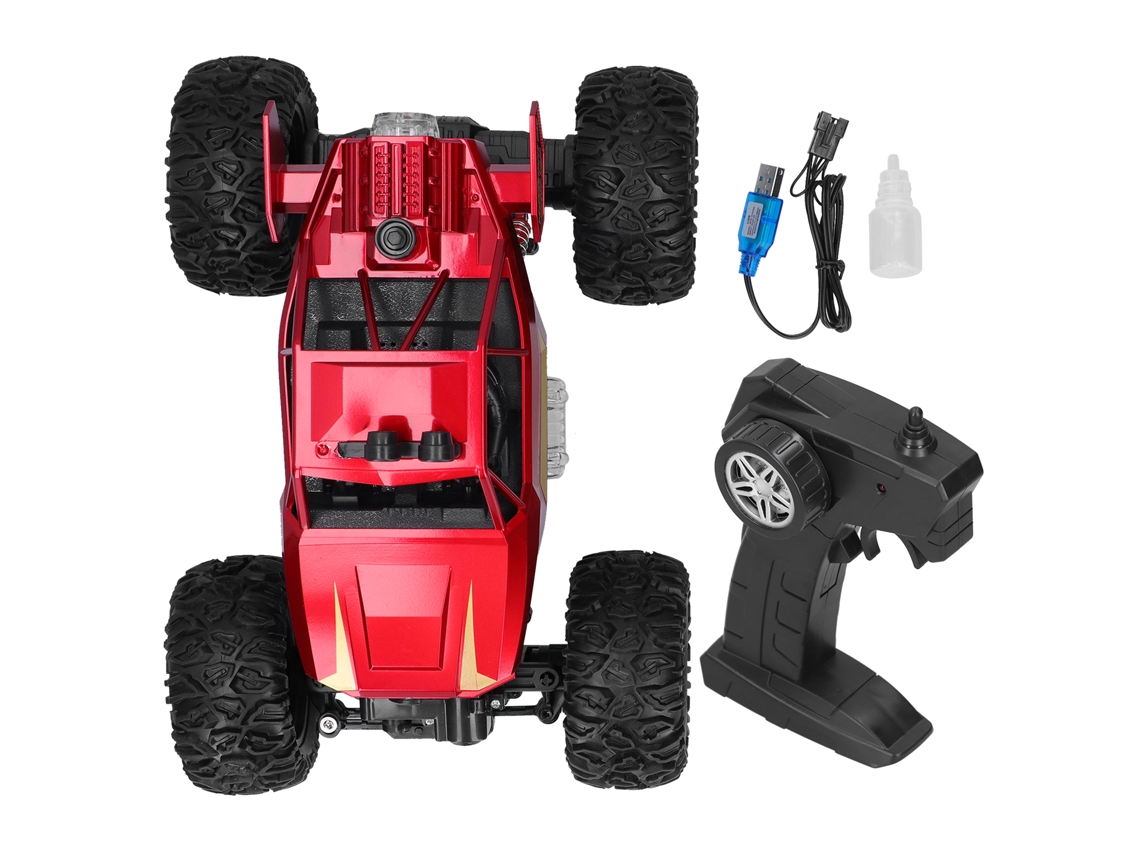 Ats coche de Controle Remoto 2.4g com Luzes Led e Simulação de Spray Brinquedo para Crianças Vermelho