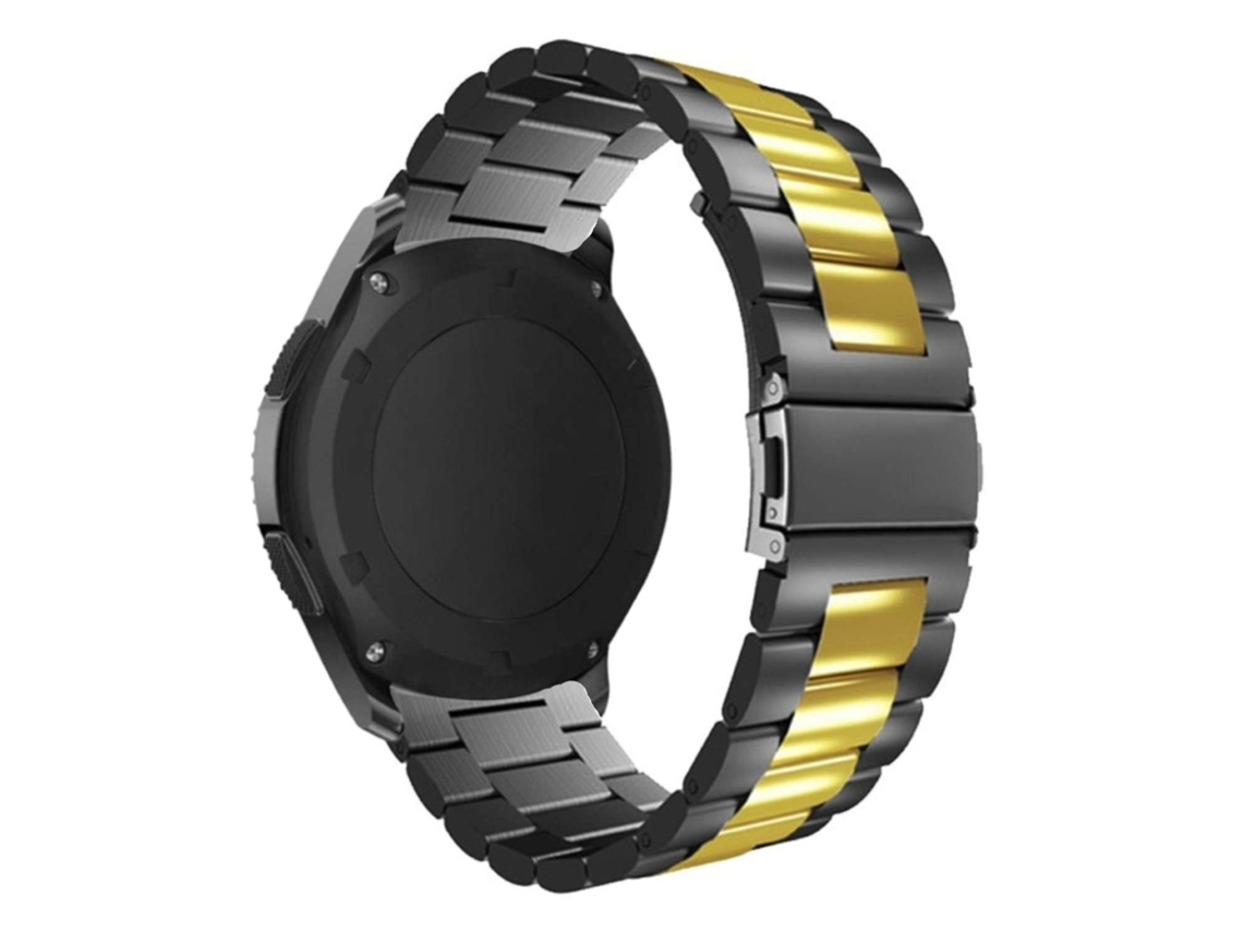 Bracelete Aço Inoxidável Adaptável Preto e Dourado para Garmin Forerunner 55