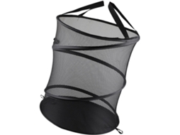 Cesto de Roupa Dobrável Redondo, Organizador Roupas Compacto na Cor Preta, Feito Malha Respirável, CHABERLU