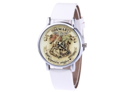 Relógio de quartzo casual unissex com pulseira de couro PU e mostrador redondo branco.