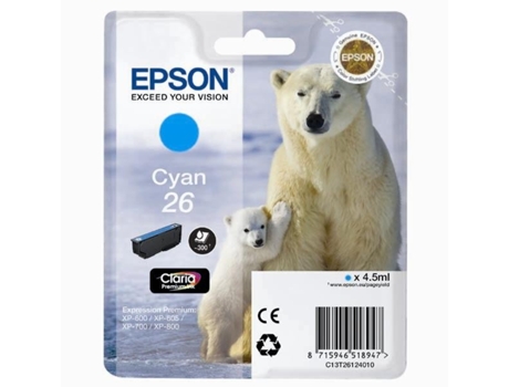 Tinteiro EPSON 26 Azul (C13T26124022) — Nº Páginas aprox: 300 | Azul