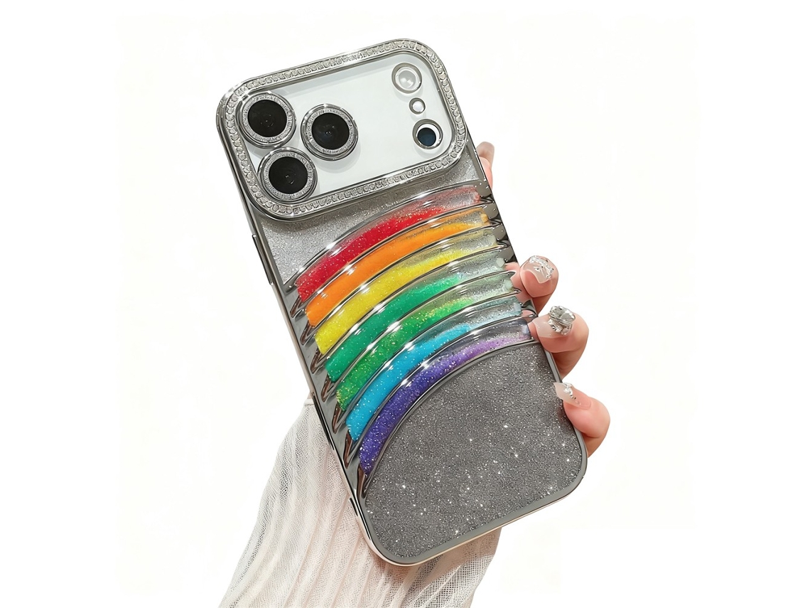 Capa Para Celular Ing Adequada Para A Série Iphone 17, Com Strass Eletrodepositado E Efeito Areia Movediça Colorida (iphone 17).