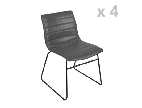 Cadeiras industriais Brooklyn - URBAN LIVING - Conjunto de 4 - Cinza - Metal e PVC