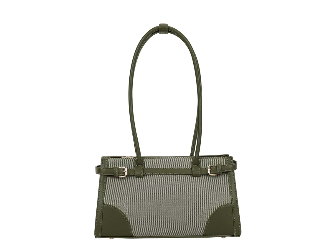Bolsa De Ombro Feminina Amarante Com Costuras E Cinto Decorativo