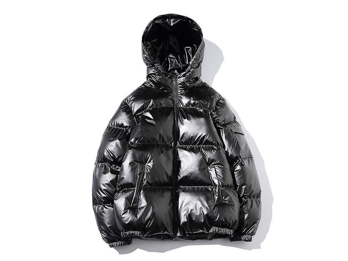2026 chaqueta Hombre Invierno Abrigo Relleno Capucha Cremallera Completa Algodón Blend Caliente Casual 2xl Negro