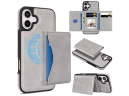 Capa Para Iphone 17 Pro Max Bolso Cartão Slot Cartão Suporte Cinzento Czhhmart
