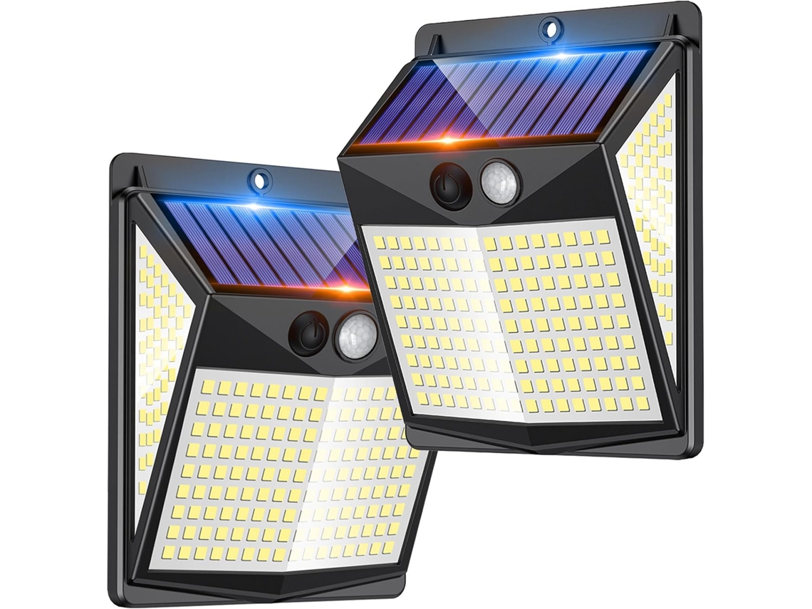 Fita de led externa com sensor de movimento 320 leds conjunto com 2 unidades alimentada por energia solar AQUAFORGE