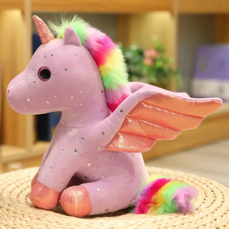 (roxo, 14cm) Almofada De Pelúcia Unicórnio Anjo Fofo, Decoração Para Casa