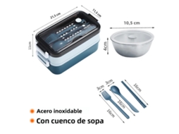 Lancheira em Aço Inoxidável 304, Design de Dupla Camada, Própria para Micro ondas, Ecológica. MDUG (azul)