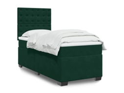 Vidaxl Cama Com Molas/colchão 90x200 Cm Veludo Verde-escuro